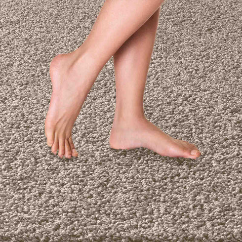 Waschbarer Shaggy | Ideal auch als Badematte | Wohnzimmer Badezimmer Küche Flur Läufer | Beige Rund